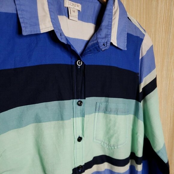 J. Crew Womens Striped Long Sleeve 3/4  Button Down Lightweight Tunic Top Medium - Picture 3 of 6